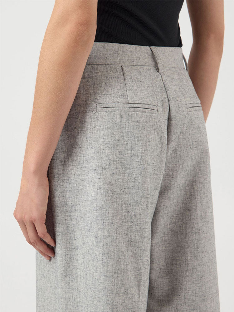 YAS Yasriu High Mid Waist Trouser Light Grey Melange