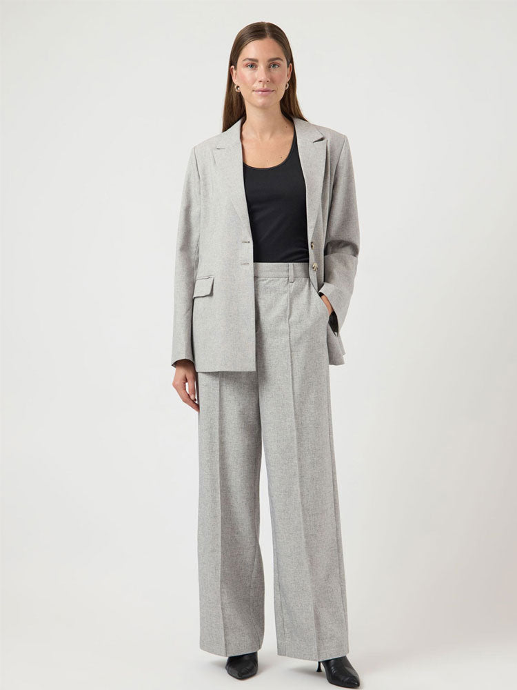 YAS Yasriu High Mid Waist Trouser Light Grey Melange