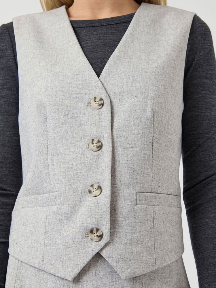 YAS Yasriu Waistcoat Light Grey Melange