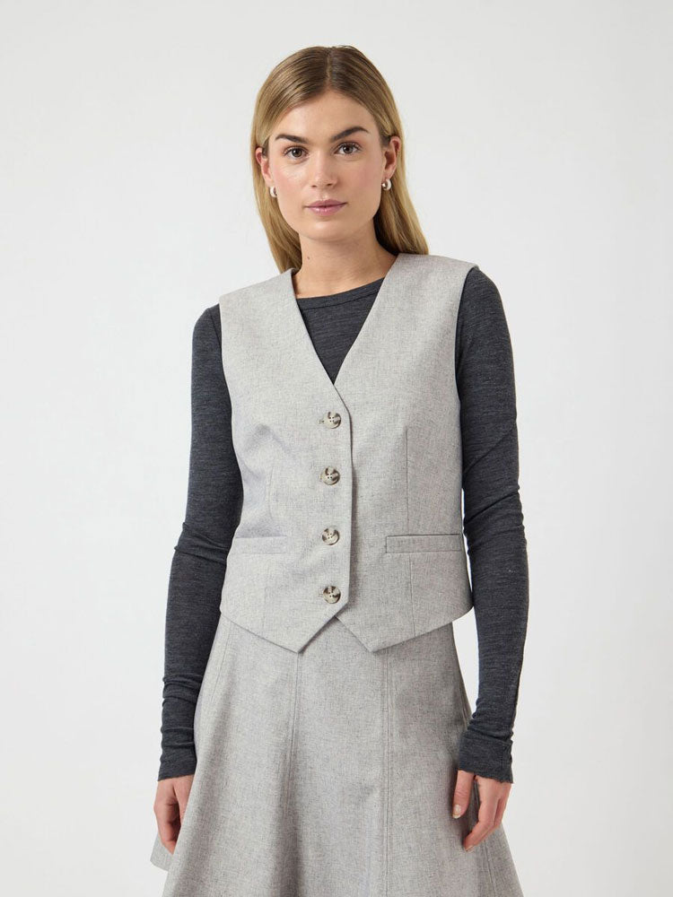 YAS Yasriu Waistcoat Light Grey Melange
