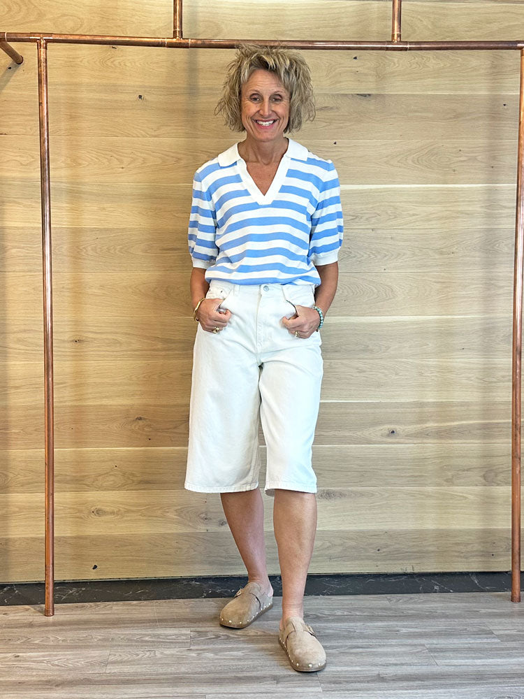 B Young ByMmorla SS Polo Della Robbia Blue Stripe