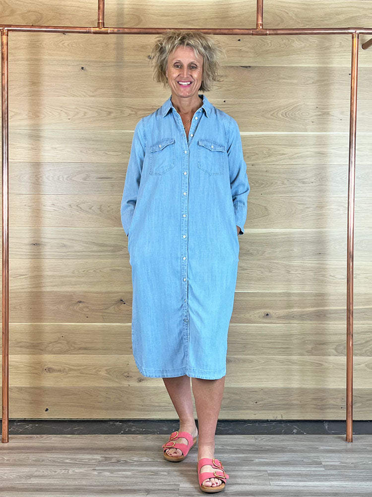 b young denim dress b.young Dress 'BYKOSMO' in Blue Denim