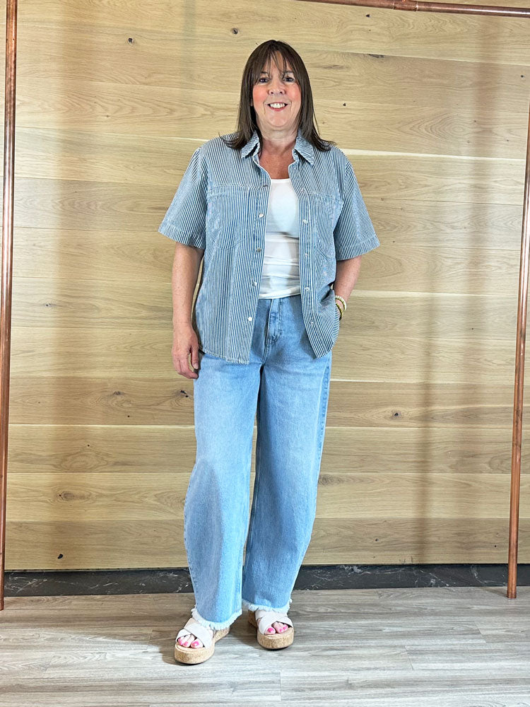 B Young ByLaro Shirt Blue Stripe Denim
