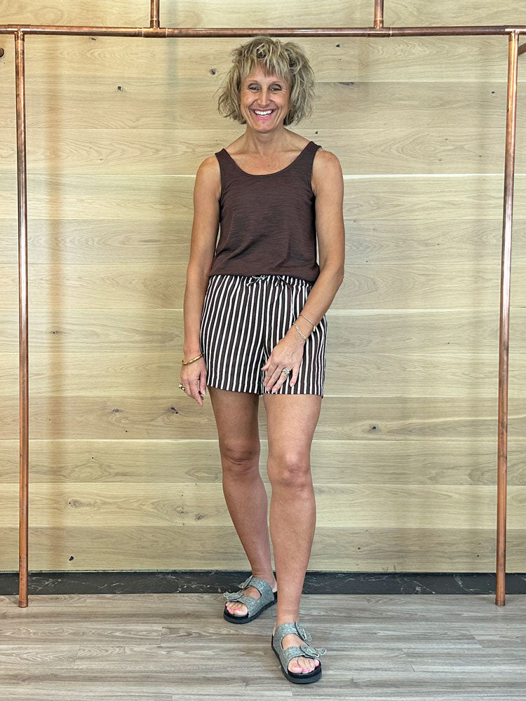 B Young ByEvino Shorts Brown Stripe