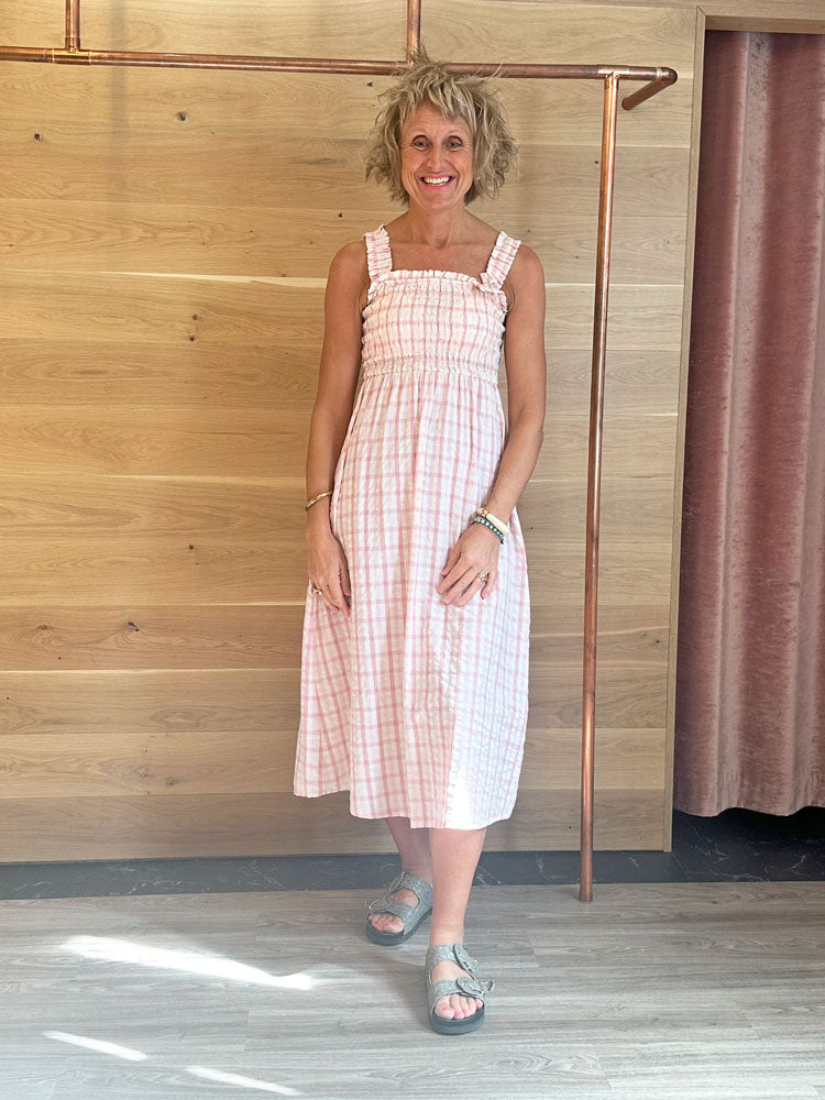 B Young ByGenya Dress Pink Check
