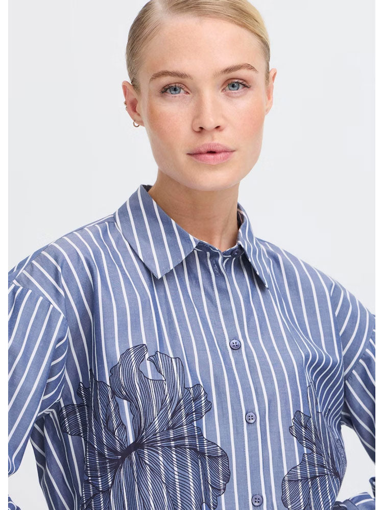 B Young ByFiras Flower Shirt Blue
