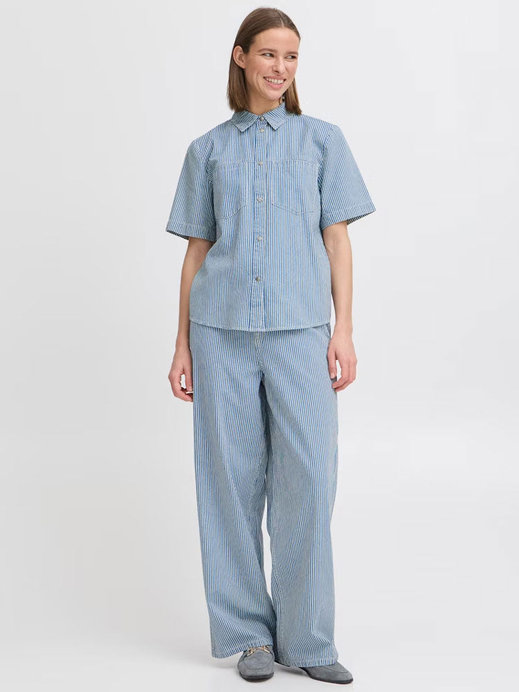B Young ByLaro Shirt Blue Stripe Denim