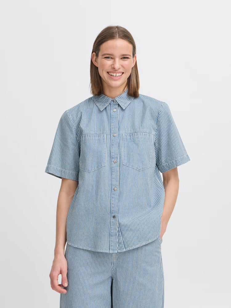 B Young ByLaro Shirt Blue Stripe Denim