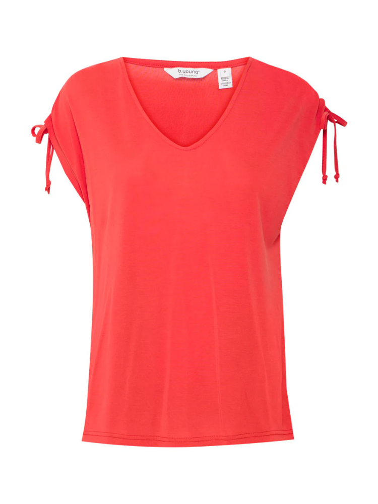 B Young ByPerl Tie T-Shirt Flame Scarlet
