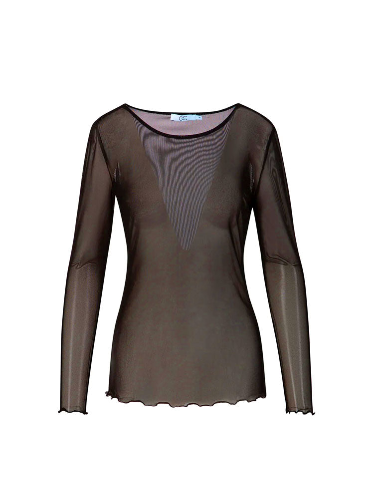 CC Heart Eve Mesh Top Chocolate