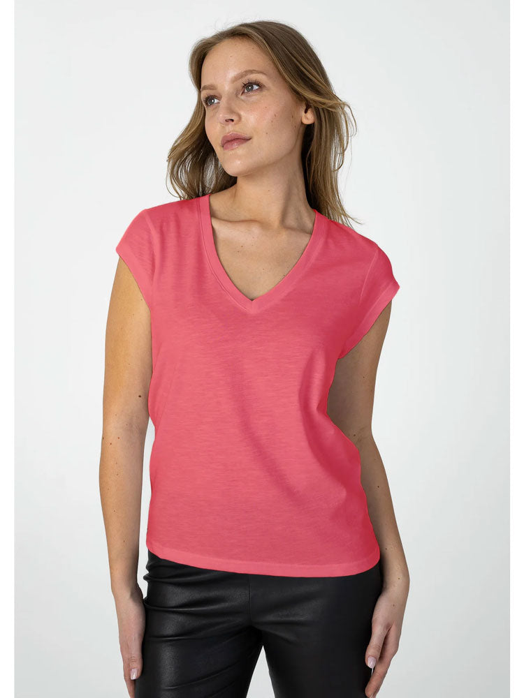 CC Heart V-Neck T-Shirt Papaya Pink