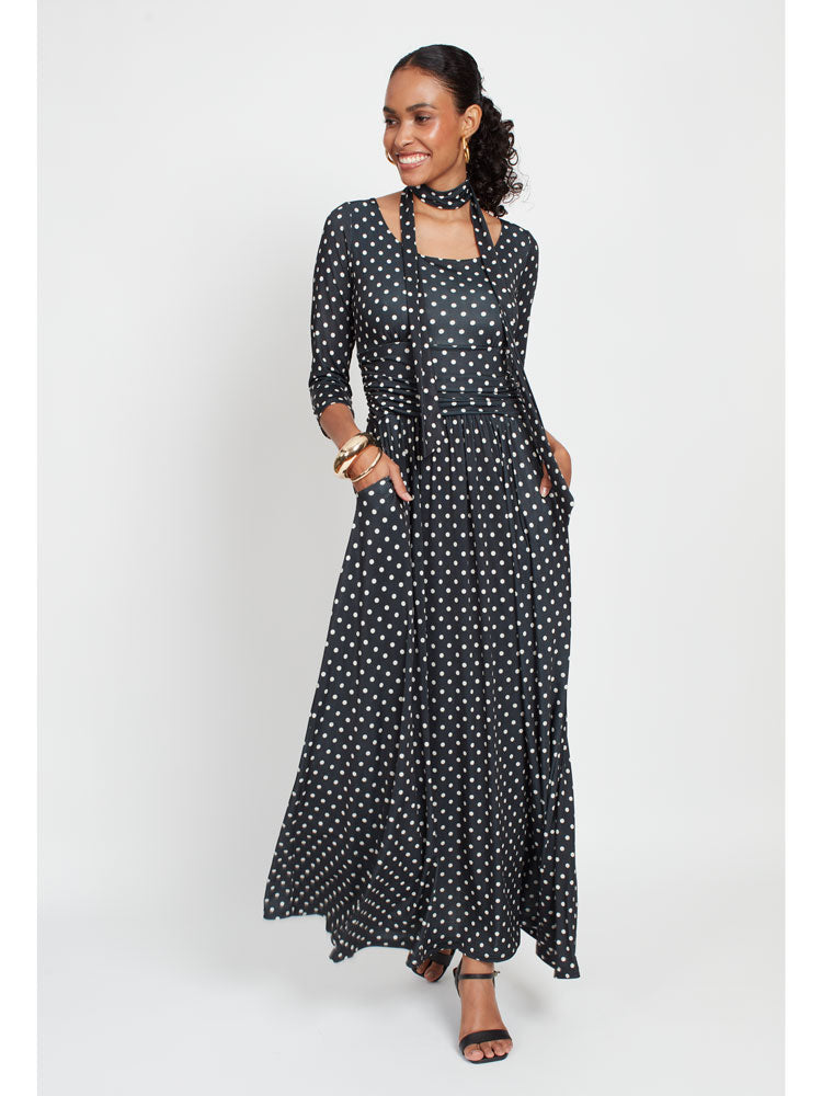 Onjenu Clara Maxi Dress Polka Dot Black