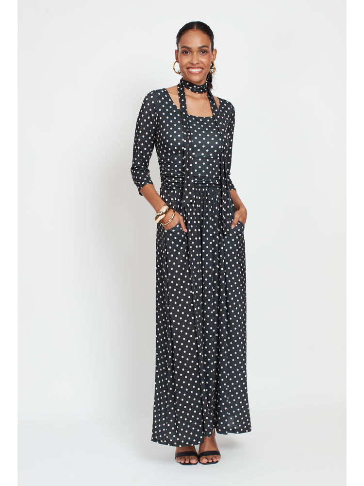 Onjenu Clara Maxi Dress Polka Dot Black