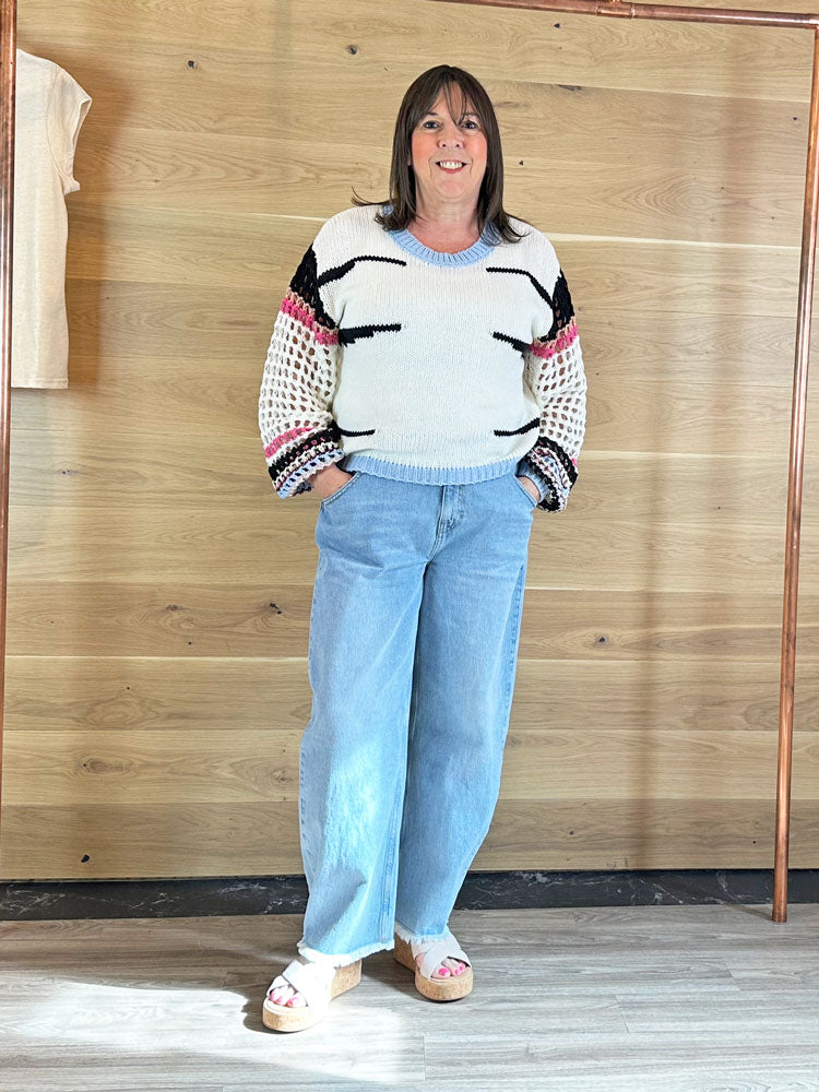 Coster Copenhagen Jumper with Crochet Sleeves Mix