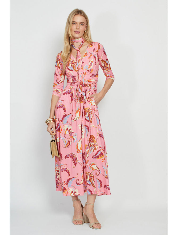 Onjenu Crawford Midi Dress Floral Pink