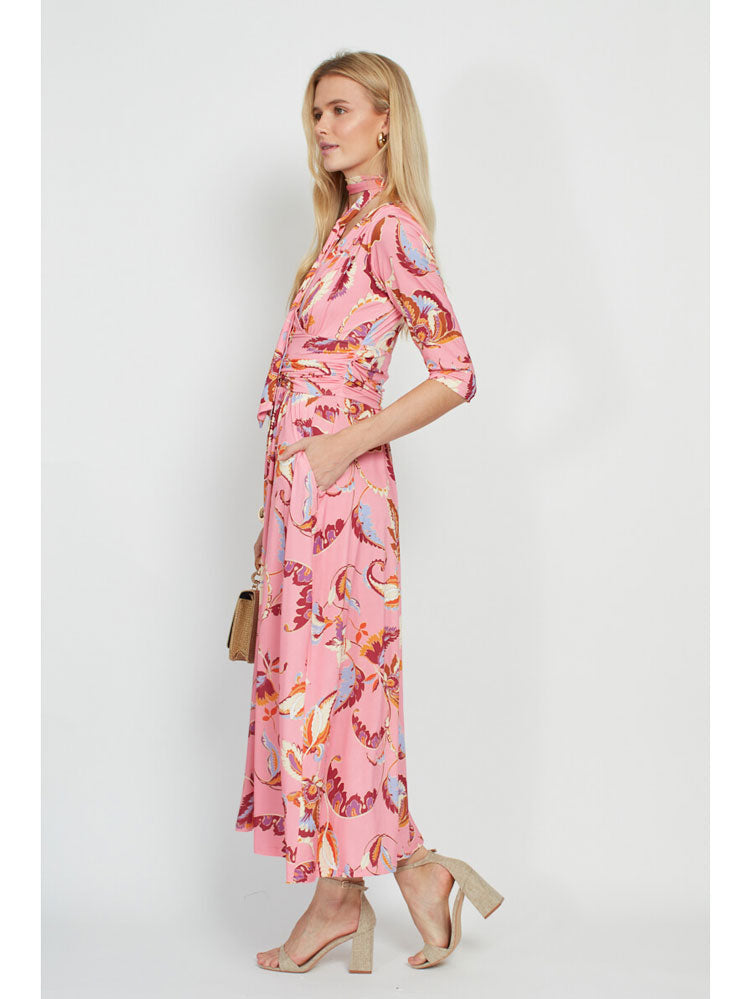 Onjenu Crawford Midi Dress Floral Pink