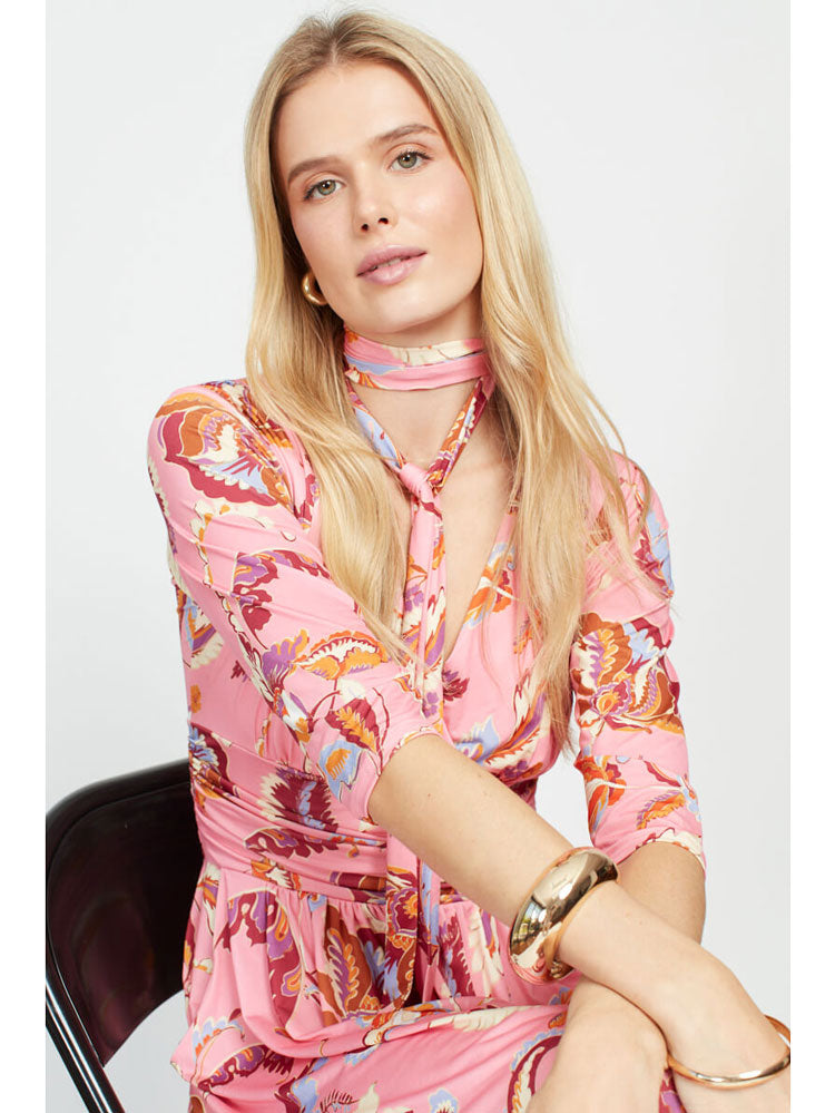 Onjenu Crawford Midi Dress Floral Pink