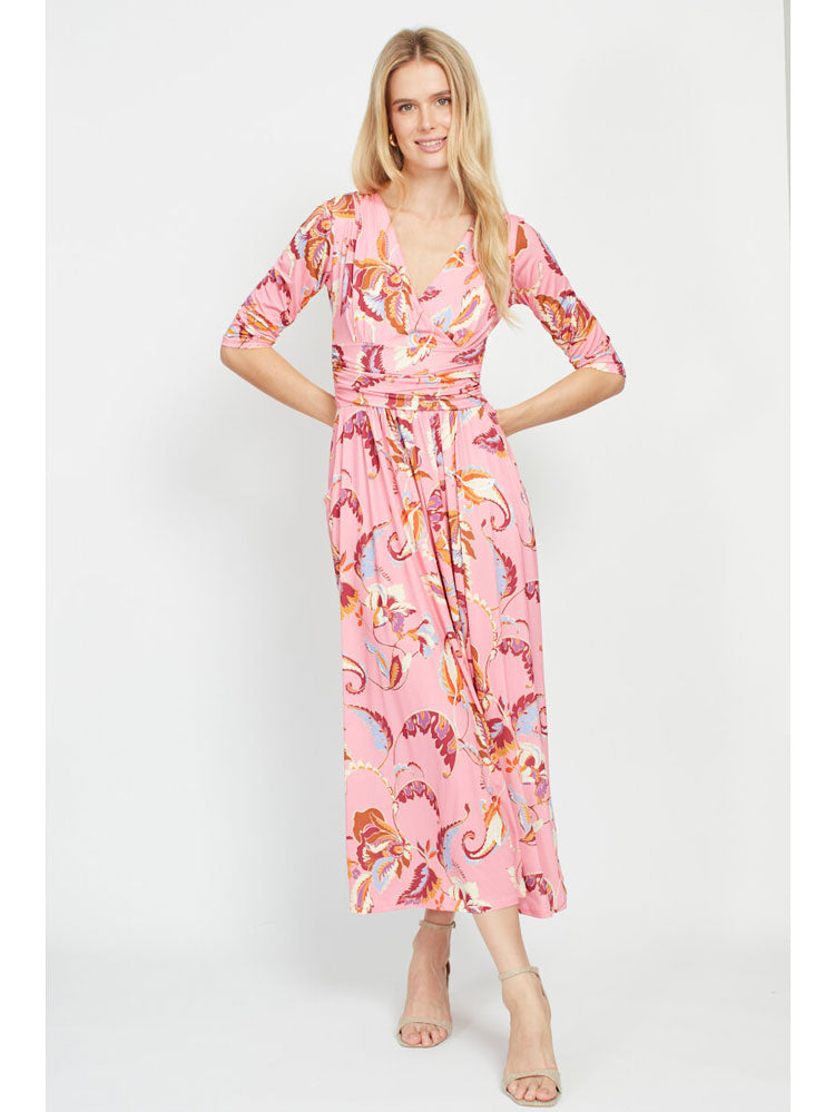Onjenu Crawford Midi Dress Floral Pink