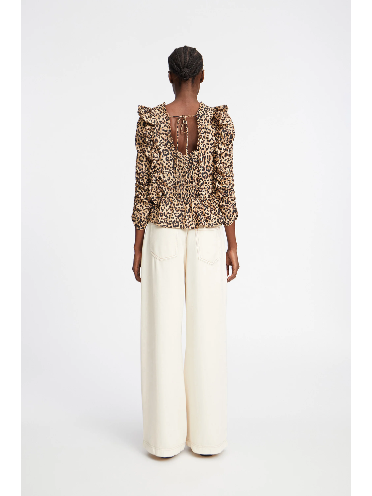 Munthe Crisp Animal Print Blouse Camel
