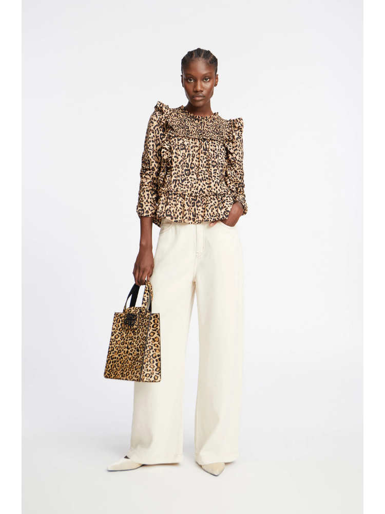 Munthe Crisp Animal Print Blouse Camel