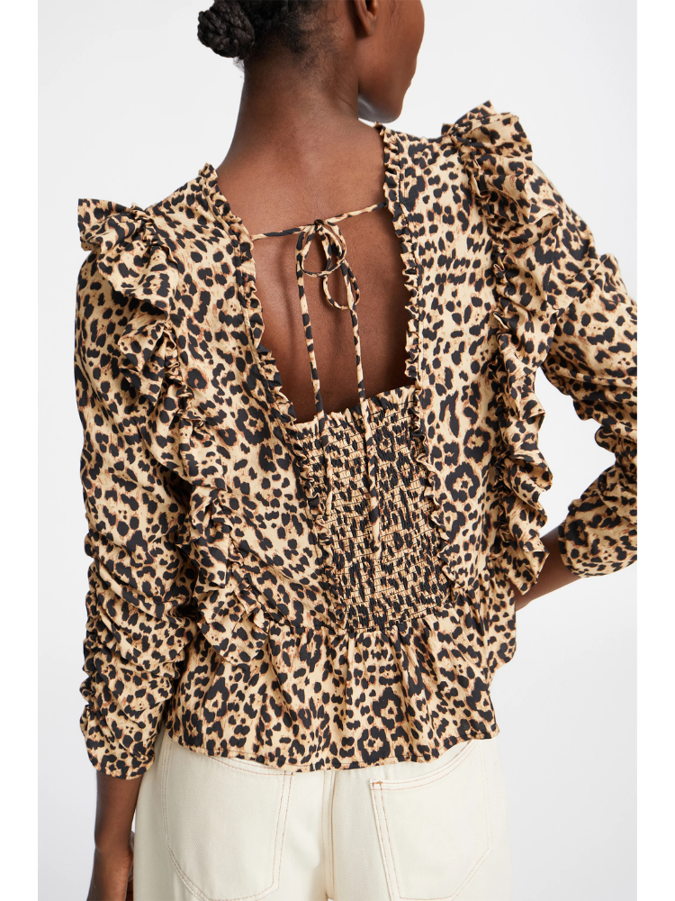 Munthe Crisp Animal Print Blouse Camel