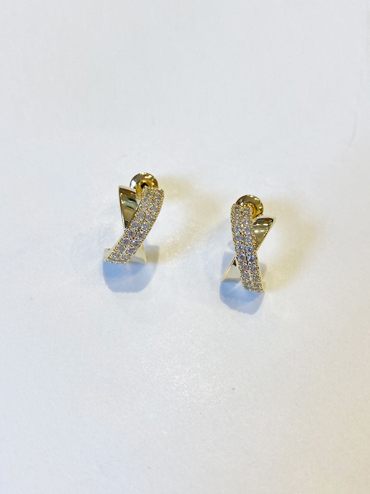 Envy Diamante Cross Earrings Gold