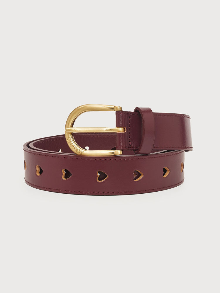 Fabienne Chapot Cut It Out Heart Belt Burgundy