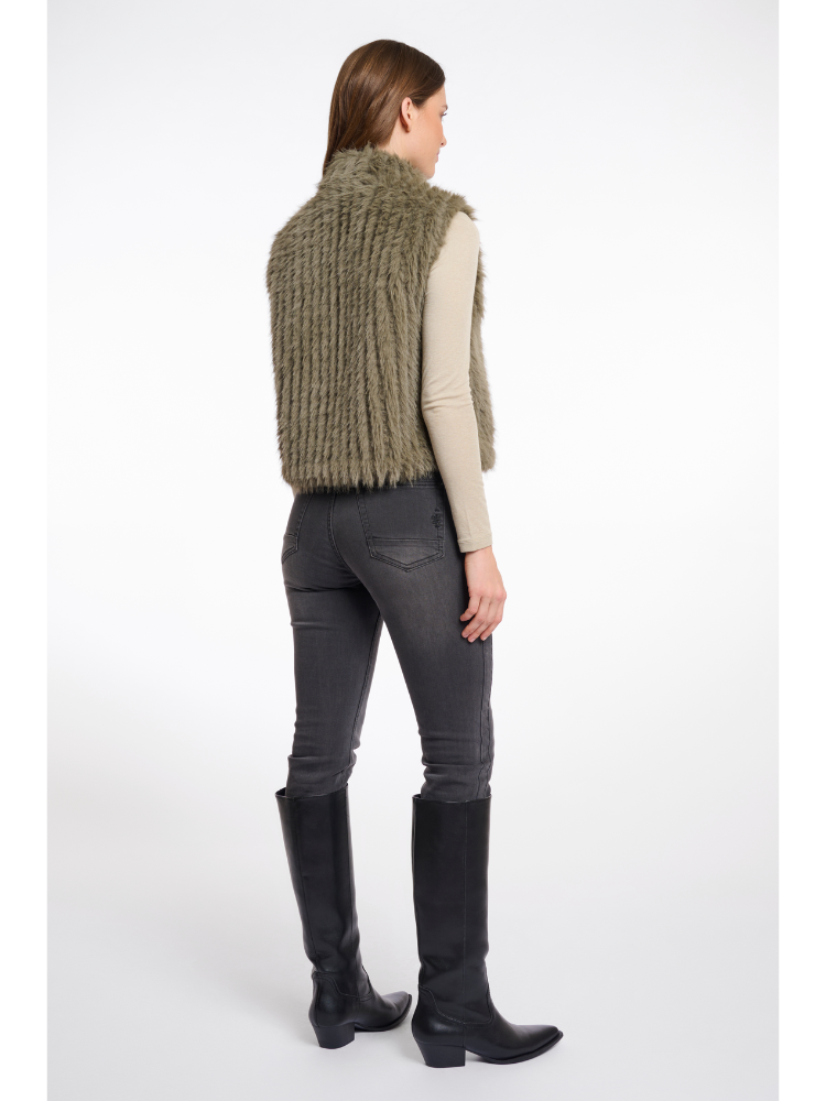 Rino &amp; Pelle Dava Faux Fur Gilet Green Ash
