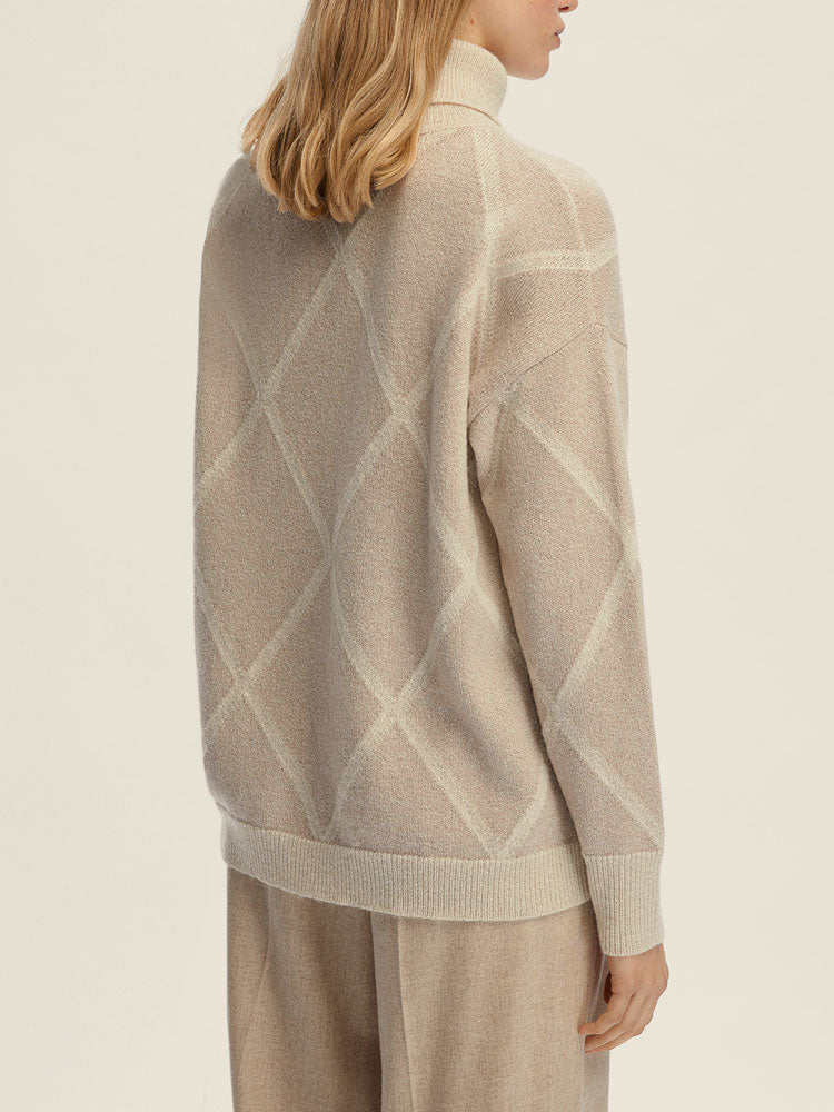 Emme Marella Dorato Argyle Knit Ecru