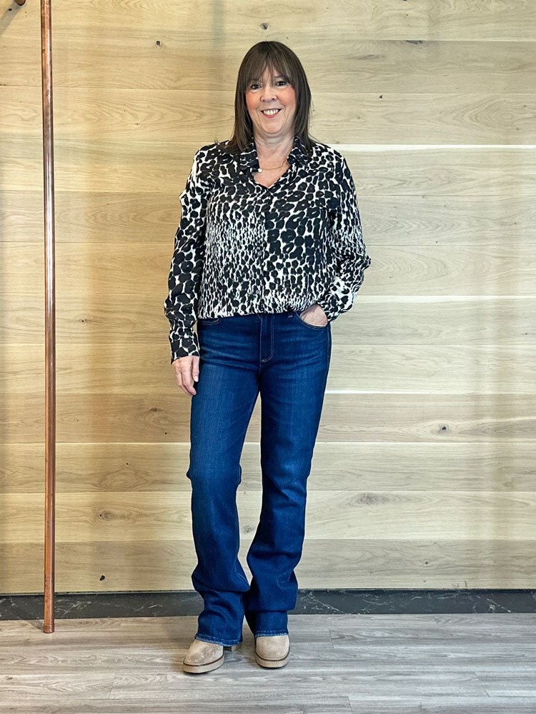 Paige High Rise Manhattan Bootcut Jeans Overdrive