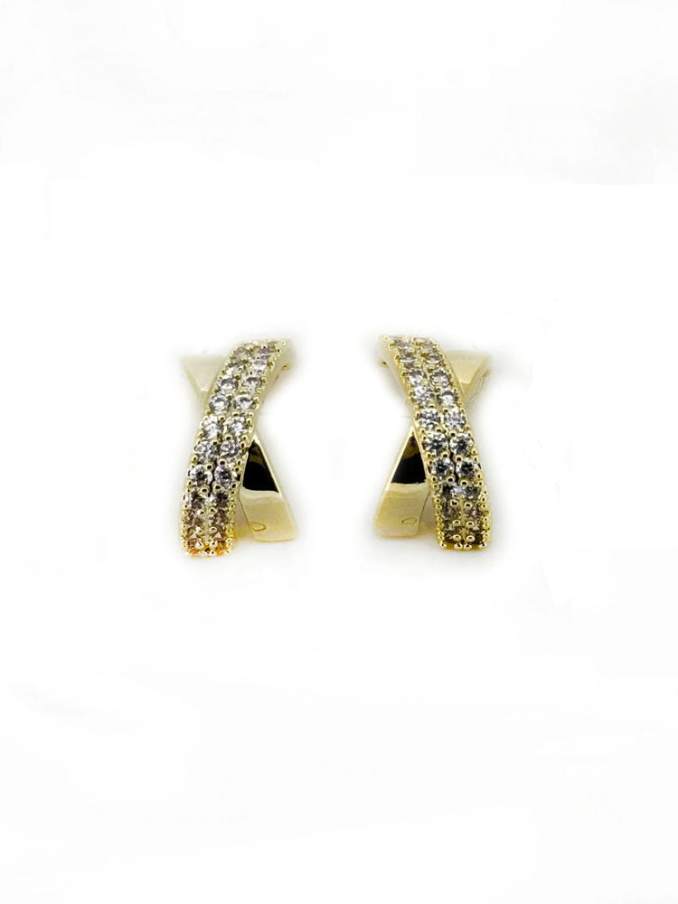 Envy Diamante Cross Earrings Gold