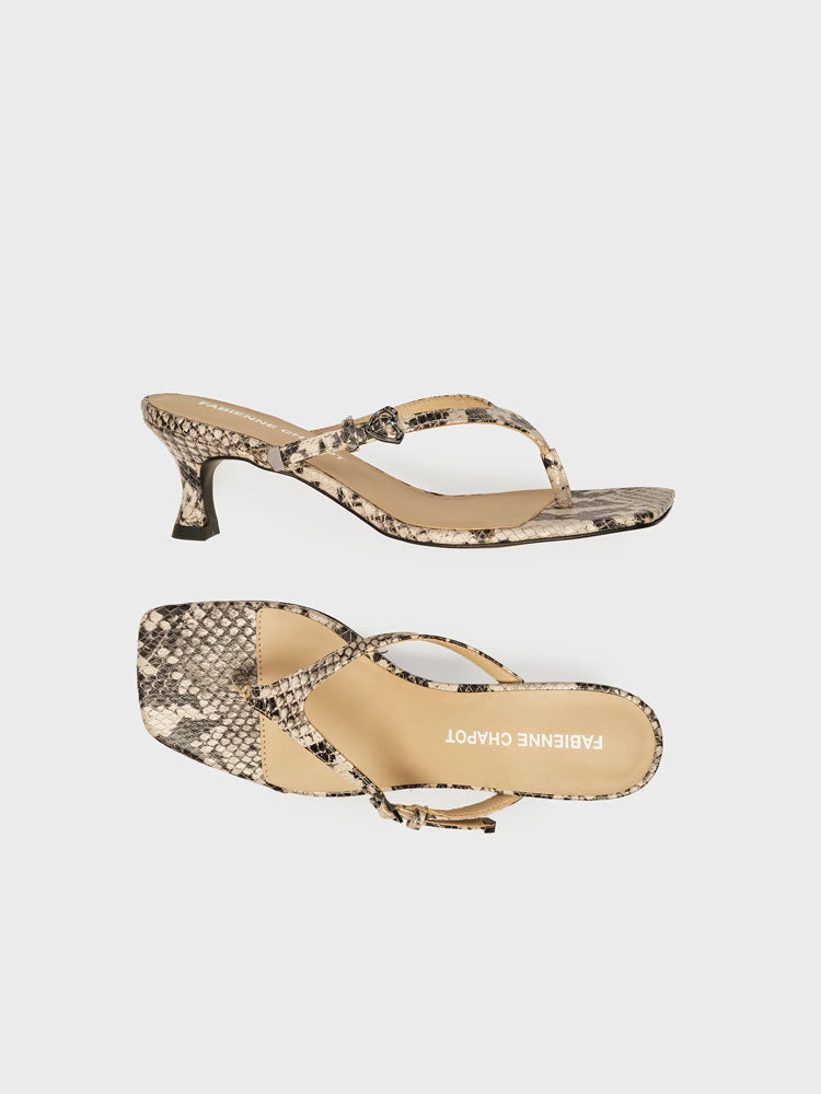 Fabienne Chapot Fifi FlipFlop Heels Beige Snake