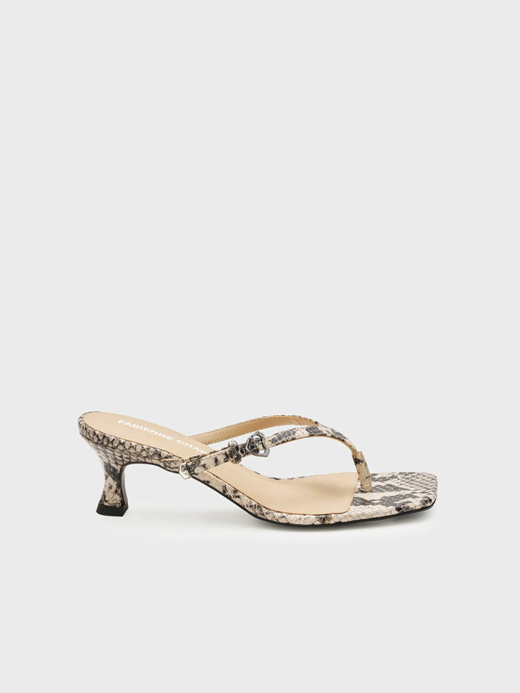 Fabienne Chapot Fifi FlipFlop Heels Beige Snake