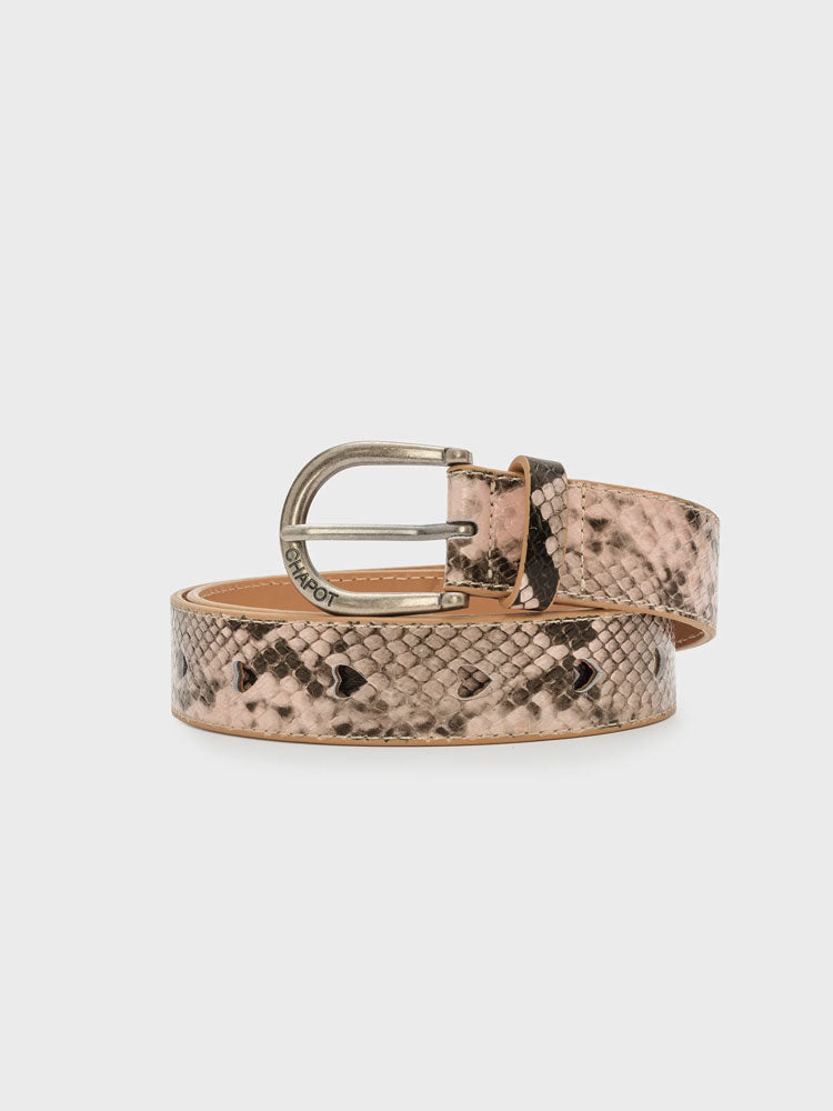 Fabienne Chapot Cut it Out Heart Belt Beige Snake