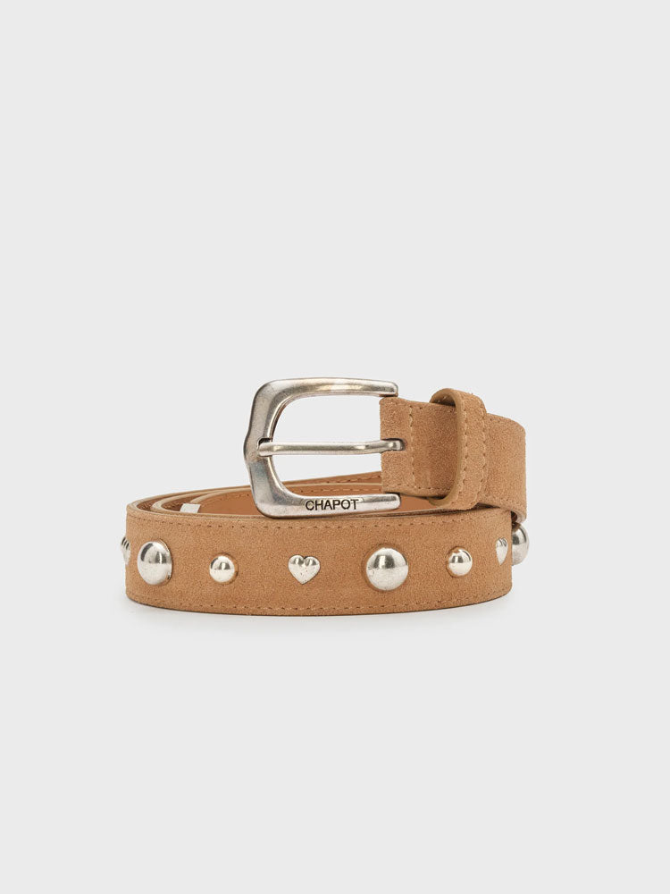Fabienne Chapot Play Of Studs Belt Quick Sand Suede