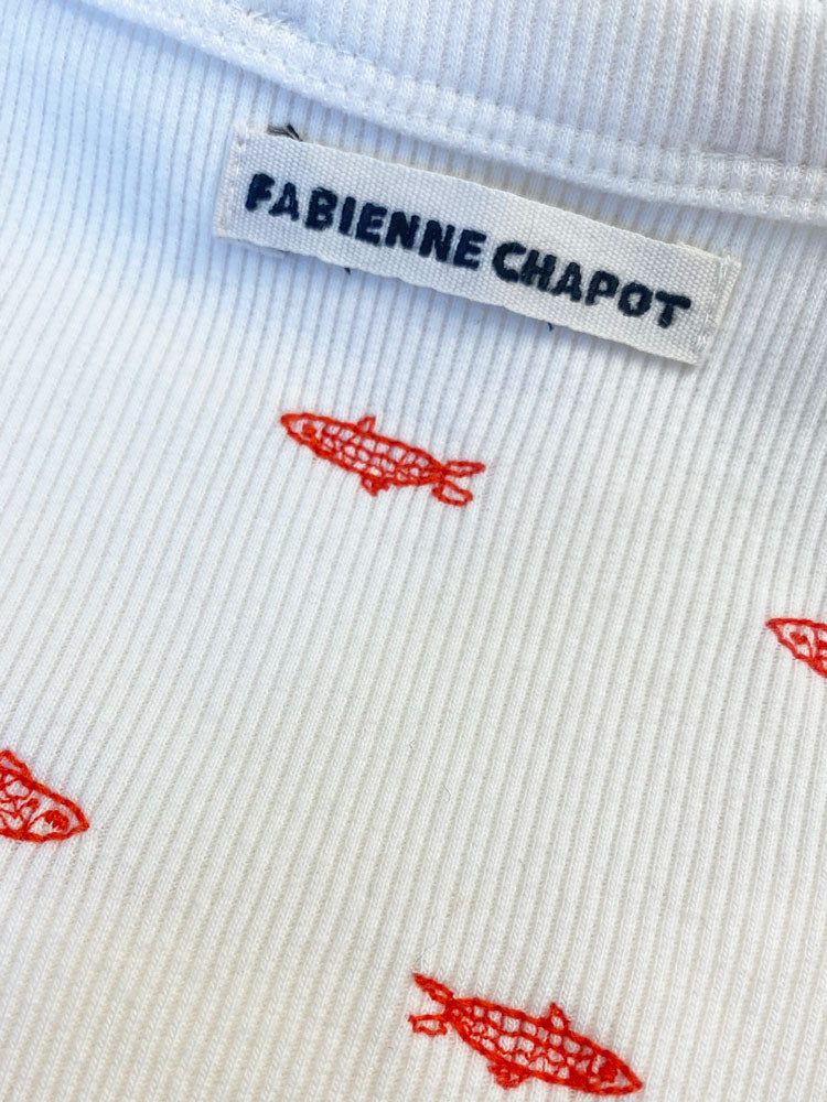 Fabienne Chapot Tanja Embroidered Fish Vest Top White