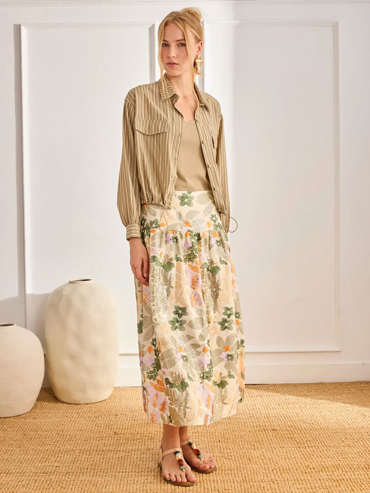 Nekane Cotton Strap Top With Chains Khaki