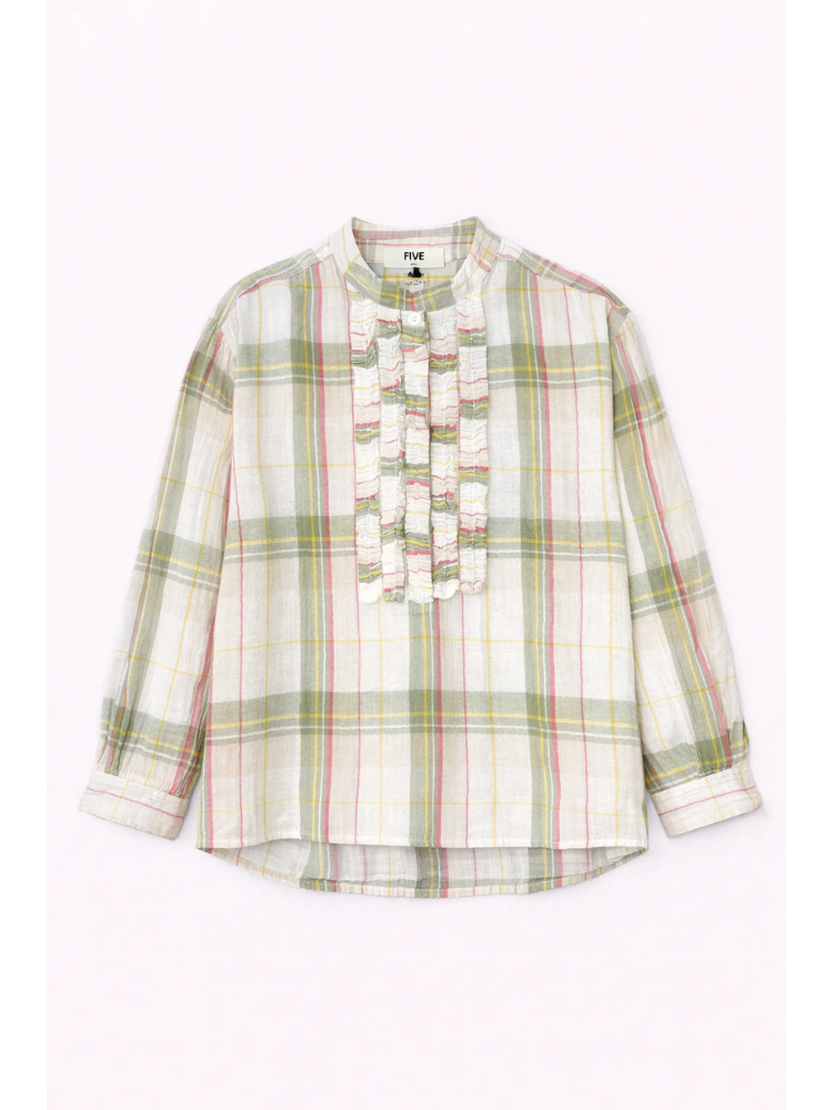 Five Checked Blouse Green & Pink