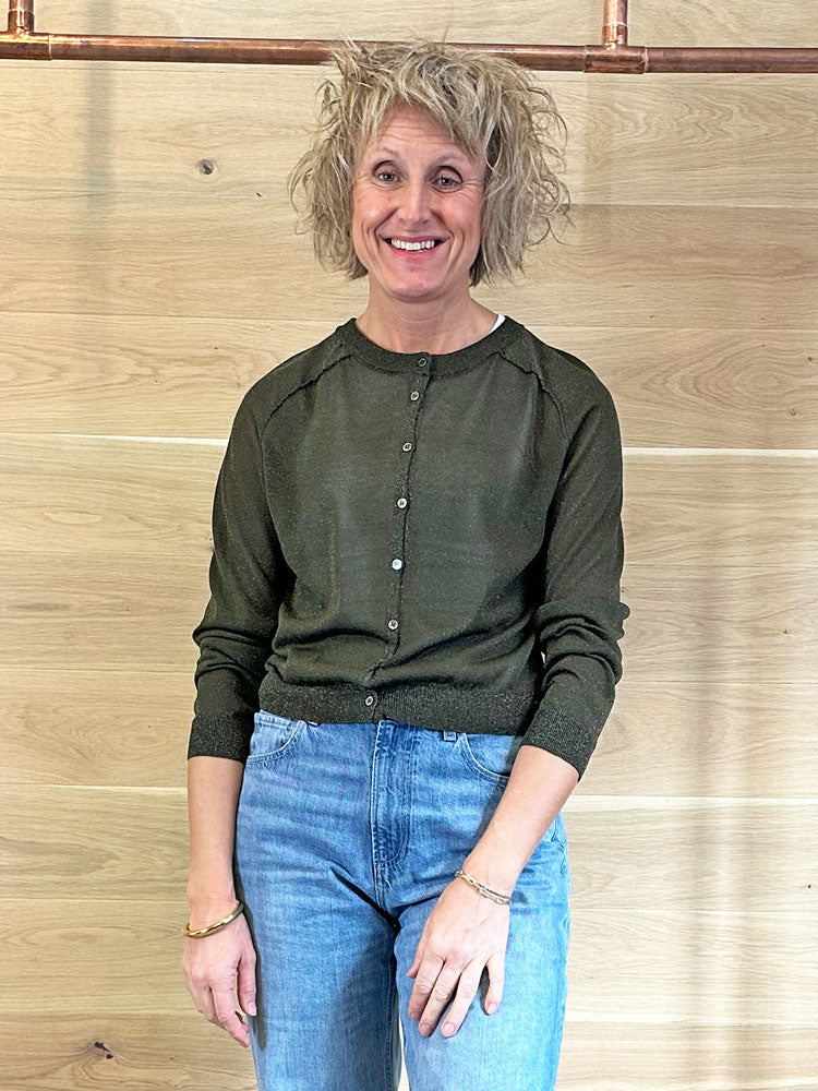 Floor Lurex Cardigan Militare