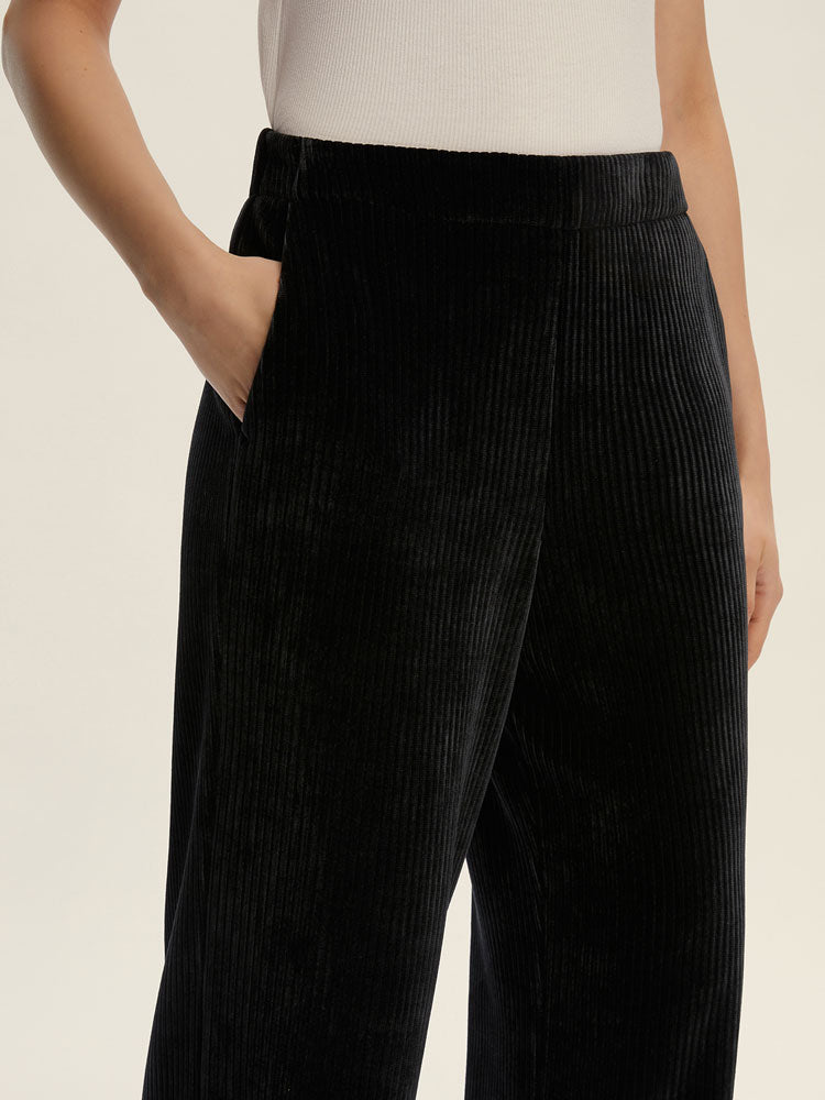 Emme Marella Foster Cord Stretch Trousers Dark Grey