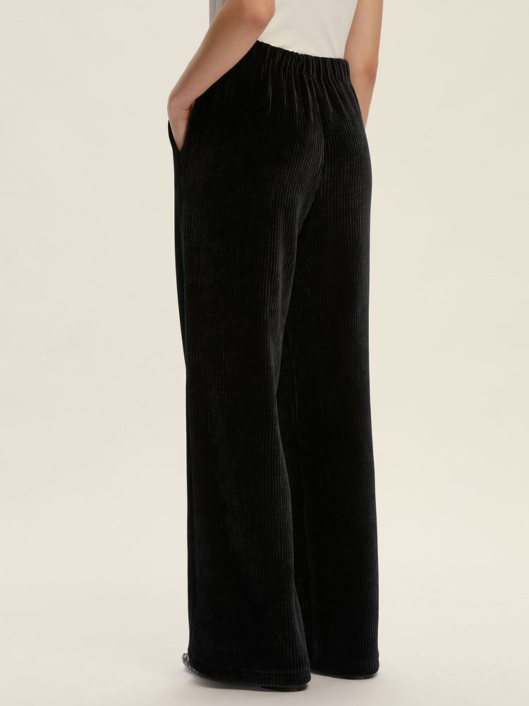 Emme Marella Foster Cord Stretch Trousers Dark Grey