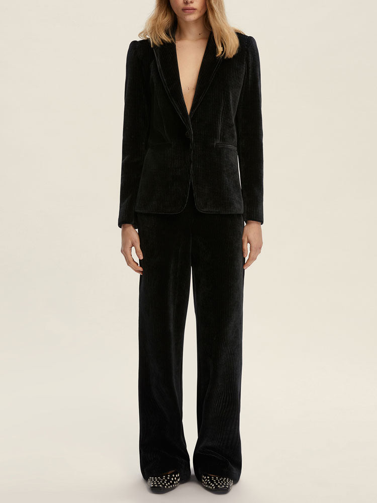 Emme Marella Foster Cord Stretch Trousers Dark Grey