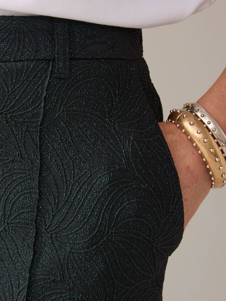 Summum Trousers Glitter Green Jacquard