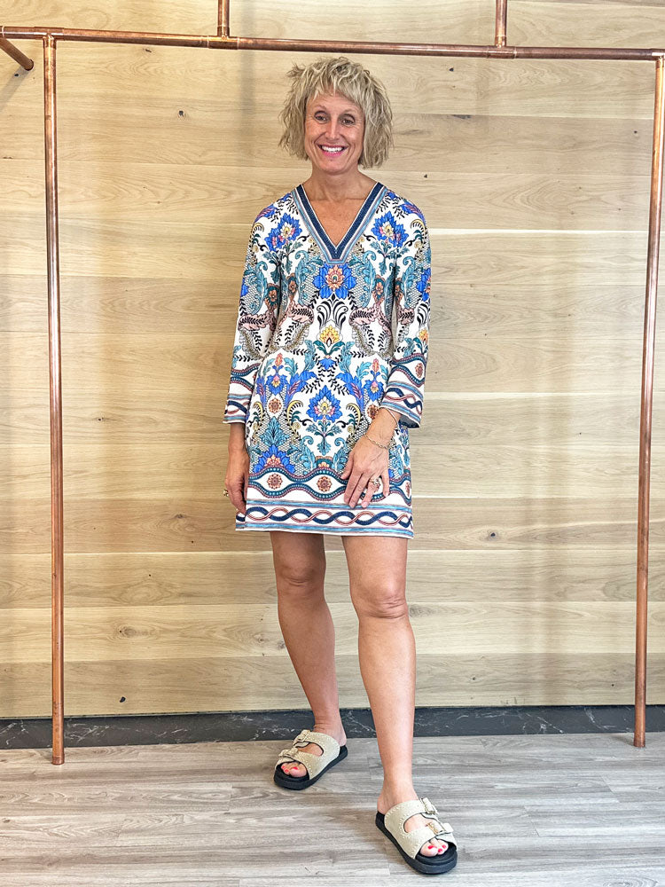 Hale Bob Printed Dress Ivory