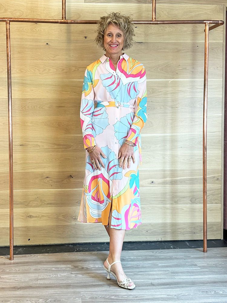 Herzens Silk Shirt Dress Breeze Icy Pink Multi