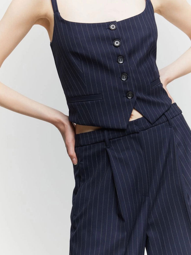 iBlues Food Waistcoat Navy Pinstripes