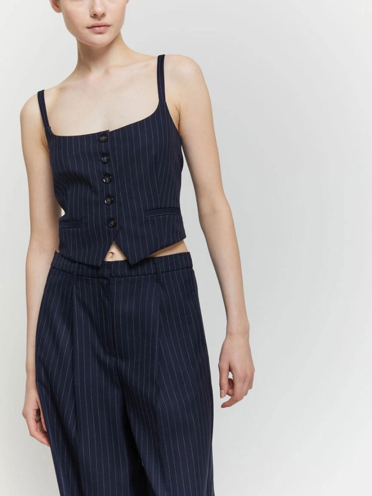 iBlues Food Waistcoat Navy Pinstripes