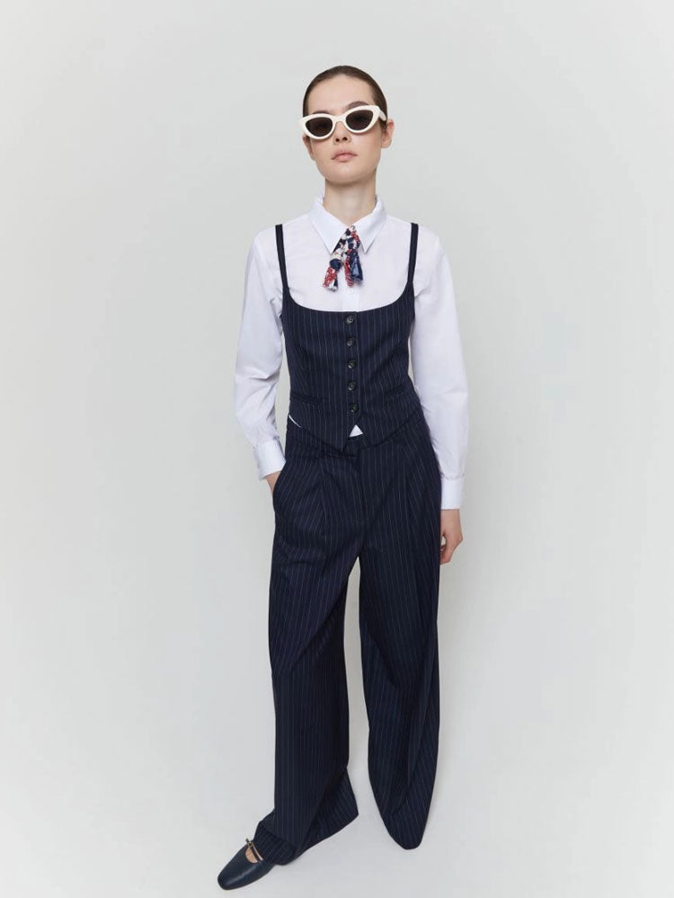 iBlues Food Waistcoat Navy Pinstripes