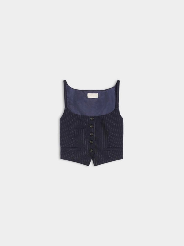 iBlues Food Waistcoat Navy Pinstripes