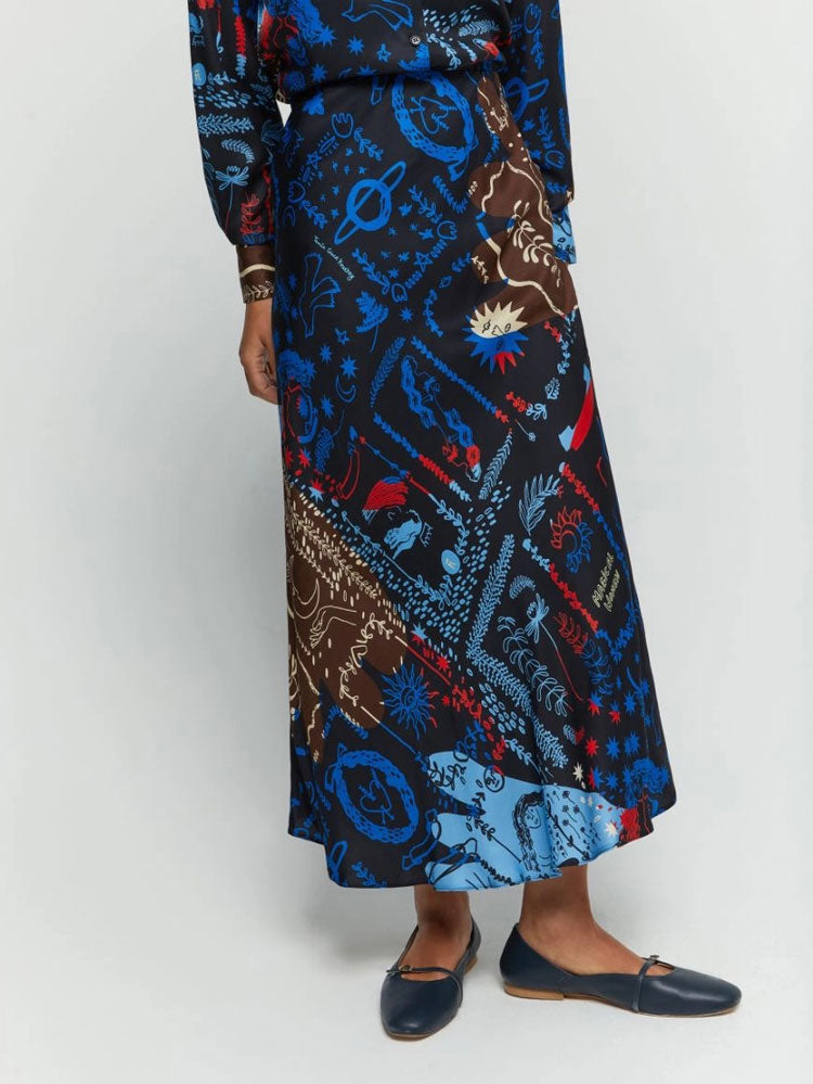 iBlues Temperance Skirt Black Foulard